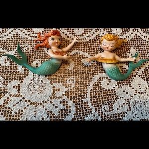 Vintage 50s Lefton mermaid wall art